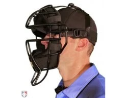 Wilson Dyna-Lite Aluminum Umpire Mask With Memory Foam -Move Gear Shop A3009 AL Wilson Dyna Lite Aluminum Umpire Mask with Memory Foam Worn Front Side View