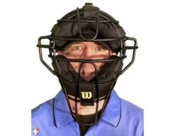 Wilson Dyna-Lite Aluminum Umpire Mask With Memory Foam -Move Gear Shop A3009 AL Wilson Dyna Lite Aluminum Umpire Mask with Memory Foam Worn Front View