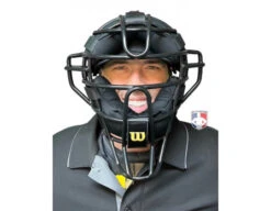 Wilson Dyna-Lite Steel Umpire Mask With Memory Foam -Move Gear Shop A3009X MEM Wilson Dyna Lite Steel Umpire Mask with Memory Foam worn front