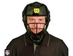 Wilson MLB Pro Stock Steel Umpire Helmet -Move Gear Shop A5801 Wilson Pro Stock Steel Umpire Helmet Worn Front View