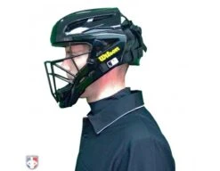 Wilson MLB Pro Stock Steel Umpire Helmet -Move Gear Shop A5801 Wilson Pro Stock Steel Umpire Helmet Worn Side View