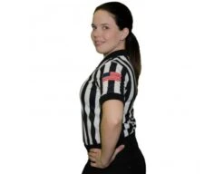 Smitty Dye Sublimated Women's 1" Stripe V-Neck Referee Shirt With USA FLAG