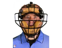 Force3 Defender Umpire Mask With Tan -Move Gear Shop F3 DEF BK TN Force3 Defender Umpire Mask with Tan Worn Front View 1