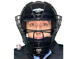 Force3 Black Defender XS3 Hockey Style Umpire Helmet -Move Gear Shop F3 XS3 BK Force3 Black Defender XS3 Hockey Style Umpire Helmet worn front