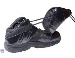New Balance V3 All-Black Mid-Cut Umpire Plate Shoes -Move Gear Shop MU460XB3 New Balance V3 All Black Mid Cut Umpire Plate Shoes Inside Side View with Plate Up