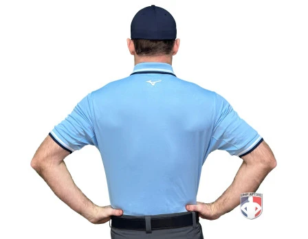 Mizuno Performance Short Sleeve Traditional Umpire Shirt - Powder Blue 2 Mizuno Performance Short Sleeve Traditional Umpire Shirt - Powder Blue - Image 2