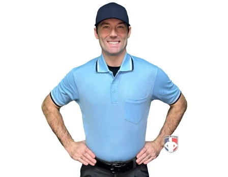 Mizuno Performance Short Sleeve Traditional Umpire Shirt - Powder Blue 1 Mizuno Performance Short Sleeve Traditional Umpire Shirt - Powder Blue