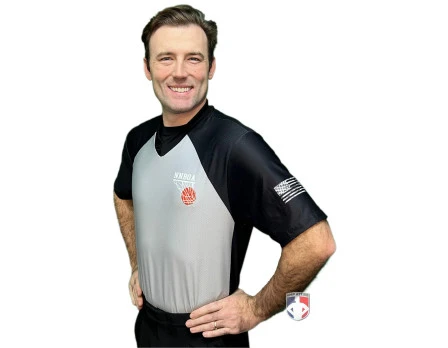 Northern Nevada (NNBOA) Men's Body Flex Grey & Black V-Neck Referee Shirt 2 Northern Nevada (NNBOA) Men's Body Flex Grey & Black V-Neck Referee Shirt - Image 2