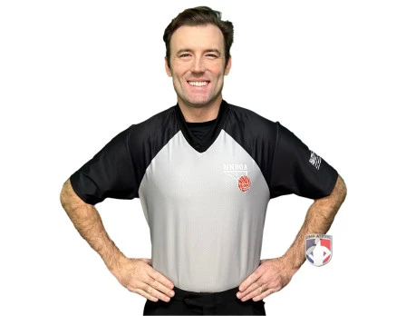 Northern Nevada (NNBOA) Men's Body Flex Grey & Black V-Neck Referee Shirt 1 Northern Nevada (NNBOA) Men's Body Flex Grey & Black V-Neck Referee Shirt