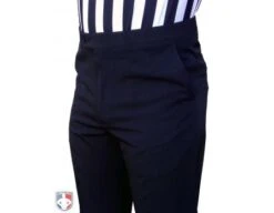 Smitty Performance 4-Way Stretch Tapered Fit Flat Front Referee Pants With Slash Pockets -Move Gear Shop S297 NBA Worn Front Angled Closeup No Hands 1
