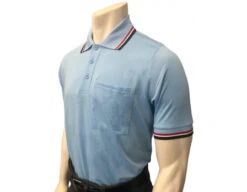 Smitty Short Sleeve Body Flex Umpire Shirt - Powder Blue With Red-White-Navy Trim