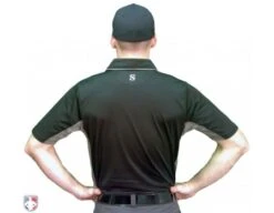 Smitty V2 Major League Replica Umpire Shirt - Black With Charcoal Grey 11 Smitty V2 Major League Replica Umpire Shirt - Black With Charcoal Grey -Move Gear Shop S314 BK Smitty V2 Major League Replica Black with Charcoal Grey Worn Back View