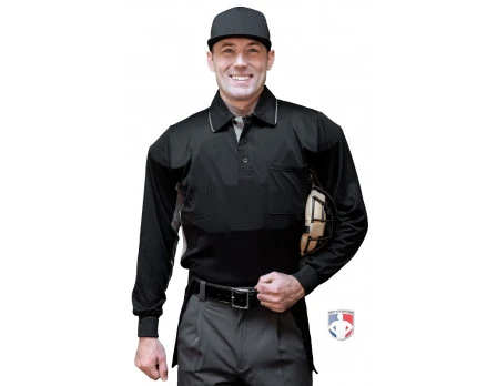 Smitty V2 Major League Replica Long Sleeve Umpire Shirt - Black With Charcoal Grey 3 Smitty V2 Major League Replica Long Sleeve Umpire Shirt - Black With Charcoal Grey - Image 3