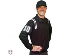 Smitty Traditional Half-Zip Umpire Jacket - Black And White 5 Smitty Traditional Half-Zip Umpire Jacket - Black And White -Move Gear Shop S320 BK Smitty Traditional Half Zip Umpire Jacket Black White Front Angled View with N4 SUB WBW 1