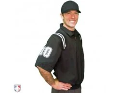 Smitty Traditional Half-Zip Short Sleeve Umpire Jacket - Black And White 6 Smitty Traditional Half-Zip Short Sleeve Umpire Jacket - Black And White -Move Gear Shop S324 BK WH Smitty Traditional Half Zip Short Sleeve Umpire Jacket Black and White Worn Front Angled with N4 SUB WBW
