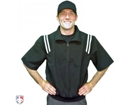 Smitty Traditional Half-Zip Short Sleeve Umpire Jacket - Black And White 1 Smitty Traditional Half-Zip Short Sleeve Umpire Jacket - Black And White