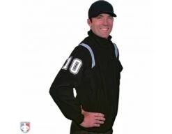 Smitty Major League Style Fleece Lined Umpire Jacket - Black And Polo Blue 7 Smitty Major League Style Fleece Lined Umpire Jacket - Black And Polo Blue -Move Gear Shop S330 BK PB Smitty Major League Style Fleece Lined Umpire Jacket Black with Powder Blue Front Angled View with N4 SUB WBW