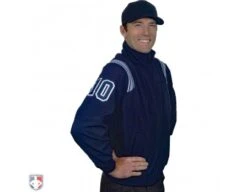 Smitty Major League Style Fleece Lined Umpire Jacket - Navy And Polo Blue 5 Smitty Major League Style Fleece Lined Umpire Jacket - Navy And Polo Blue -Move Gear Shop S330 N PB Smitty Major League Style Fleece Lined Umpire Jacket Navy with Powder Blue Front Angled View with Navy on Powder Blue on White Precision Cut Numbers 1