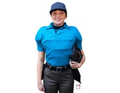 Smitty NCAA Softball Short Sleeve Body Flex Women's Umpire Shirt - Bright Blue -Move Gear Shop S346 BB Smitty NCAA Softball Short Sleeve Body Flex Womens Umpire Shirt Bright Blue front plate
