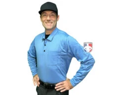 Smitty V3 Major League Replica Long Sleeve Umpire Shirt - Sky Blue With Black -Move Gear Shop S350 SB Smitty V3 Major League Replica Long Sleeve Umpire Shirt Sky Blue with Black angle