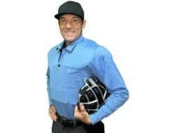 Smitty V3 Major League Replica Long Sleeve Umpire Shirt - Sky Blue With Black -Move Gear Shop S350 SB Smitty V3 Major League Replica Long Sleeve Umpire Shirt Sky Blue with Black plate angle