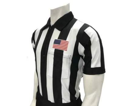 Smitty 2 1/4" Stripe Body Flex Short Sleeve Football Referee Shirt With CHEST USA FLAG 1 Smitty 2 1/4" Stripe Body Flex Short Sleeve Football Referee Shirt With CHEST USA FLAG