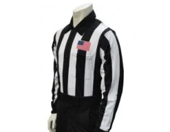 Smitty 2 1/4" Stripe Long Sleeve Football Referee Shirt With CHEST USA FLAG