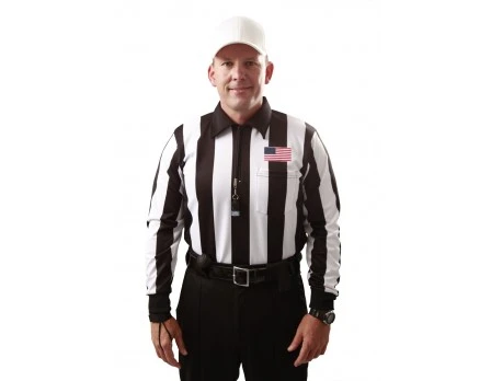 Smitty 2 1/4" Stripe Long Sleeve Football Referee Shirt With CHEST USA FLAG 2 Smitty 2 1/4" Stripe Long Sleeve Football Referee Shirt With CHEST USA FLAG - Image 2