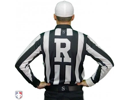 Smitty 2" Stripe Heavyweight Interlock Long Sleeve Football Referee Shirt With Position Placket 3 Smitty 2" Stripe Heavyweight Interlock Long Sleeve Football Referee Shirt With Position Placket - Image 3