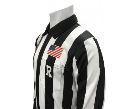 Smitty 2" Stripe Heavyweight Interlock Long Sleeve Football Referee Shirt With Position Placket 4 Smitty 2" Stripe Heavyweight Interlock Long Sleeve Football Referee Shirt With Position Placket - Image 4