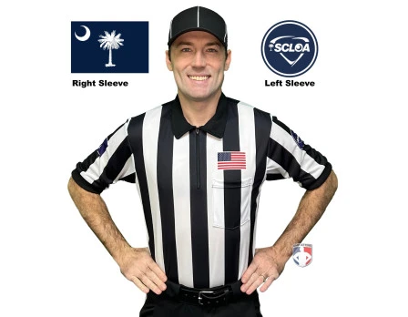 South Carolina (SCLOA) 2" Stripe Body Flex Short Sleeve Referee Shirt 1 South Carolina (SCLOA) 2" Stripe Body Flex Short Sleeve Referee Shirt