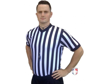 Smitty 1" Stripe Body Flex V-Neck Referee Shirt 1 Smitty 1" Stripe Body Flex V-Neck Referee Shirt