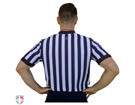 Smitty 1" Stripe Body Flex V-Neck Referee Shirt With USA Flag 5 Smitty 1" Stripe Body Flex V-Neck Referee Shirt With USA Flag - Image 5