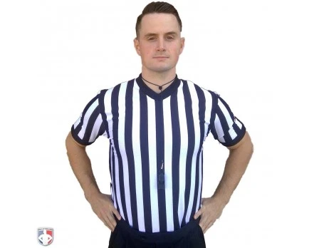 Smitty 1" Stripe Body Flex V-Neck Referee Shirt With USA Flag 2 Smitty 1" Stripe Body Flex V-Neck Referee Shirt With USA Flag - Image 2