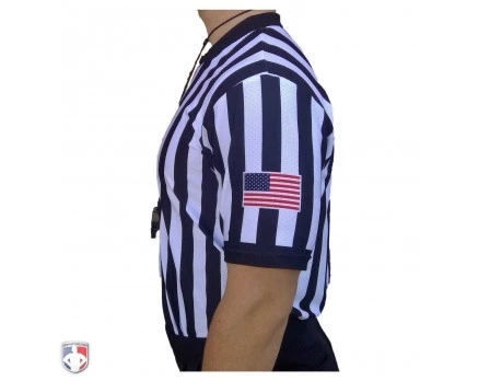 Smitty 1" Stripe Body Flex V-Neck Referee Shirt With USA Flag 4 Smitty 1" Stripe Body Flex V-Neck Referee Shirt With USA Flag - Image 4