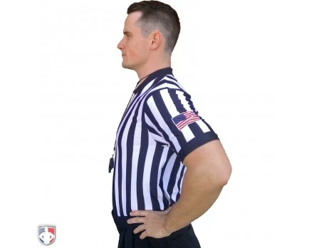 Smitty 1" Stripe Body Flex V-Neck Referee Shirt With USA Flag 3 Smitty 1" Stripe Body Flex V-Neck Referee Shirt With USA Flag - Image 3