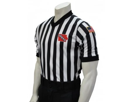 Iowa (IHSAA) 1" Stripe Body Flex Men's V-Neck Referee Shirt 1 Iowa (IHSAA) 1" Stripe Body Flex Men's V-Neck Referee Shirt