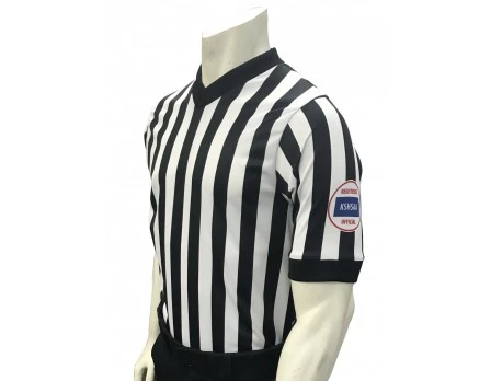 Kansas (KSHSAA) 1" Stripe Body Flex Men's V-Neck Basketball Referee Shirt 1 Kansas (KSHSAA) 1" Stripe Body Flex Men's V-Neck Basketball Referee Shirt