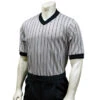 Smitty Body Flex Grey V-Neck Referee Shirt With Black Pinstripes