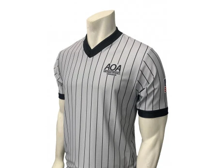 Arkansas (AOA) Body Flex Grey V-Neck Men's Referee Shirt 1 Arkansas (AOA) Body Flex Grey V-Neck Men's Referee Shirt