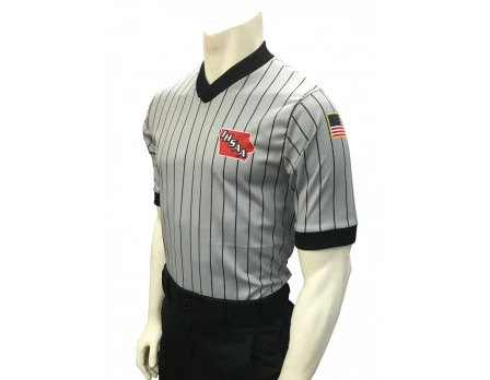 Iowa (IHSAA) Grey V-Neck Short Sleeve Referee Shirt 1 Iowa (IHSAA) Grey V-Neck Short Sleeve Referee Shirt