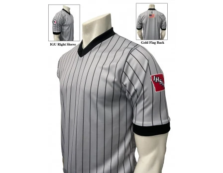 Iowa (IHSAA) And Iowa Girls (IGHSAU) Dual Logo Grey V-Neck Short Sleeve Referee Shirt 1 Iowa (IHSAA) And Iowa Girls (IGHSAU) Dual Logo Grey V-Neck Short Sleeve Referee Shirt
