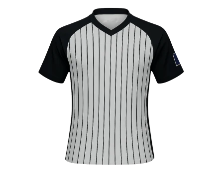 Minnesota (MSHSL) Men's Body Flex Grey & Black V-Neck Referee Shirt 4 Minnesota (MSHSL) Men's Body Flex Grey & Black V-Neck Referee Shirt - Image 4