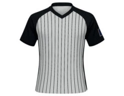 USA Wrestling Kansas (USAWKS) Men's Body Flex Grey V-Neck Referee Shirt With Black Pinstripes -Move Gear Shop USA207USAWKS FLEX Front 1