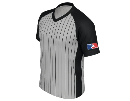 Minnesota (MSHSL) Men's Body Flex Grey & Black V-Neck Referee Shirt 1 Minnesota (MSHSL) Men's Body Flex Grey & Black V-Neck Referee Shirt