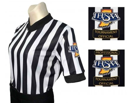 Indiana (IHSAA) 1" Stripe Body Flex Women's V-Neck Referee Shirt 1 Indiana (IHSAA) 1" Stripe Body Flex Women's V-Neck Referee Shirt