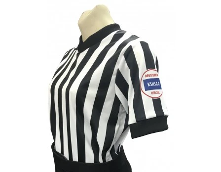 Kansas (KSHSAA) 1" Stripe Body Flex Women's V-Neck Basketball Referee Shirt 1 Kansas (KSHSAA) 1" Stripe Body Flex Women's V-Neck Basketball Referee Shirt