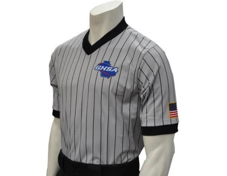 Georgia (GHSA) Grey V-Neck Wrestling Referee Shirt 1 Georgia (GHSA) Grey V-Neck Wrestling Referee Shirt