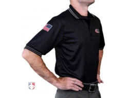 Illinois (IHSA) Umpire Shirt - Black 5 Illinois (IHSA) Umpire Shirt - Black -Move Gear Shop USA300ILL BK IIllinois Umpire Shirt Black Front Angled Flag