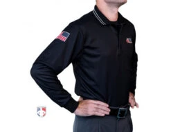 Illinois (IHSA) Long Sleeve Umpire Shirt - Black -Move Gear Shop USA301ILL BK Illinois IHSA Long Sleeve Umpire Shirt Black angled